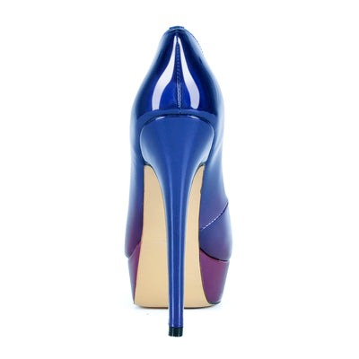 Blue Purple Gradient Open Toe Pumps Platform Stiletto High Heels Pumps ...