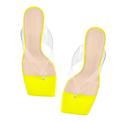 Square Toe Transparent Tapered High Heel Sandals