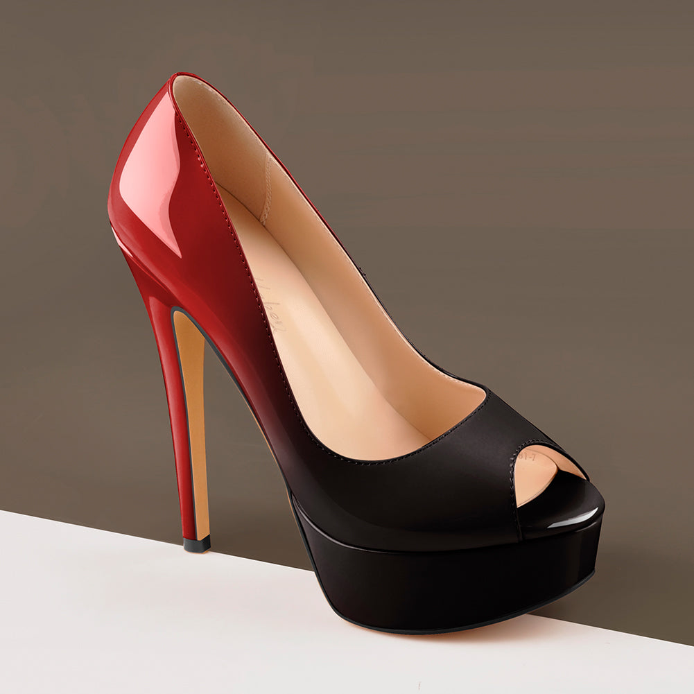 Red closed toe high heels sales