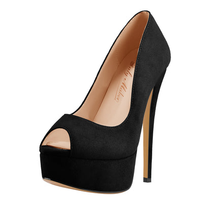 Black Peep Toe Platform Stiletto High Heel Pumps – Onlymaker